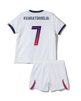 Billige Fotballdrakt Paris Saint-Germain Khvicha Kvaratskhelia #7 Replika Bortedraktsett Barn 2026-27 Kortermet (med bukser)